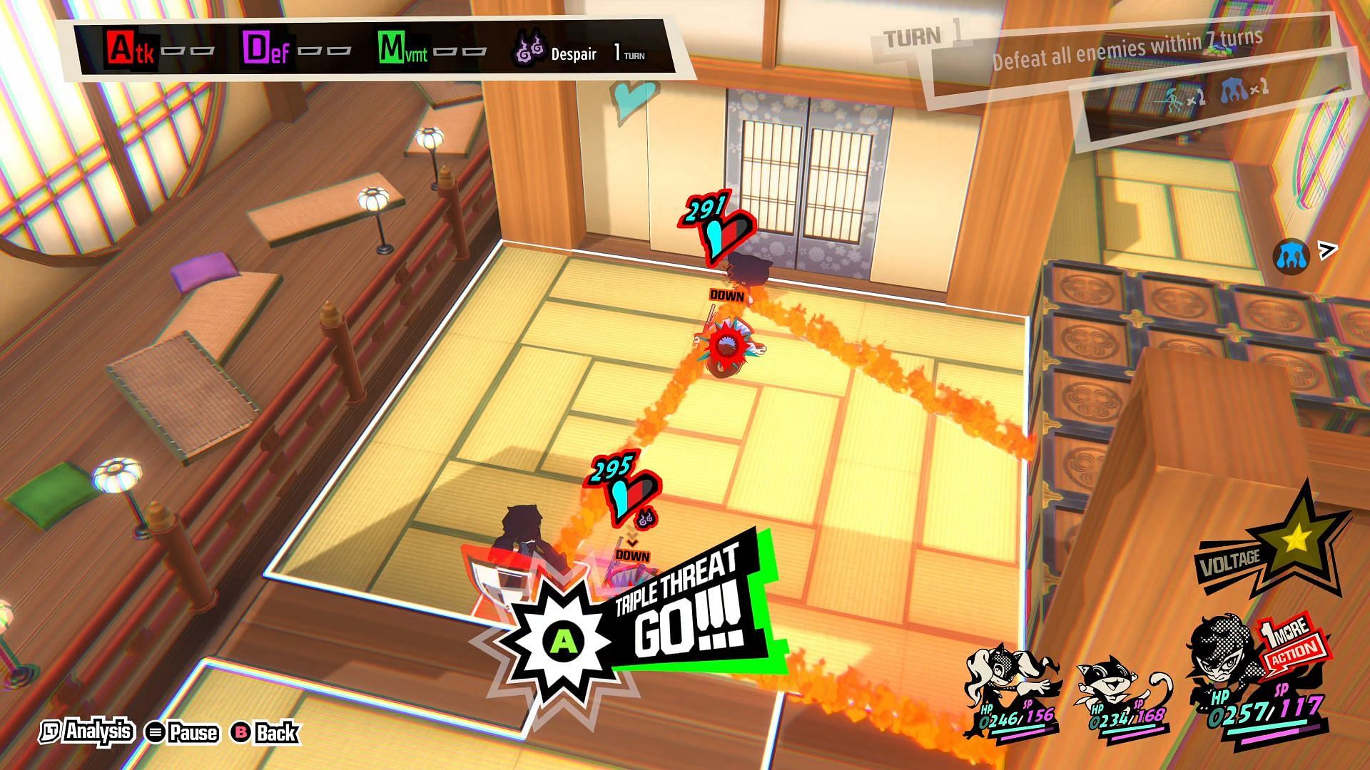 Exploit the musketeers to get a Triple-threat (Image via Persona 5 Tactica)